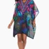Pixel Palmas Caftan Swim Cover Up
