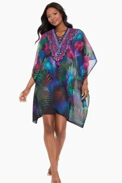 Pixel Palmas Caftan Swim Cover Up