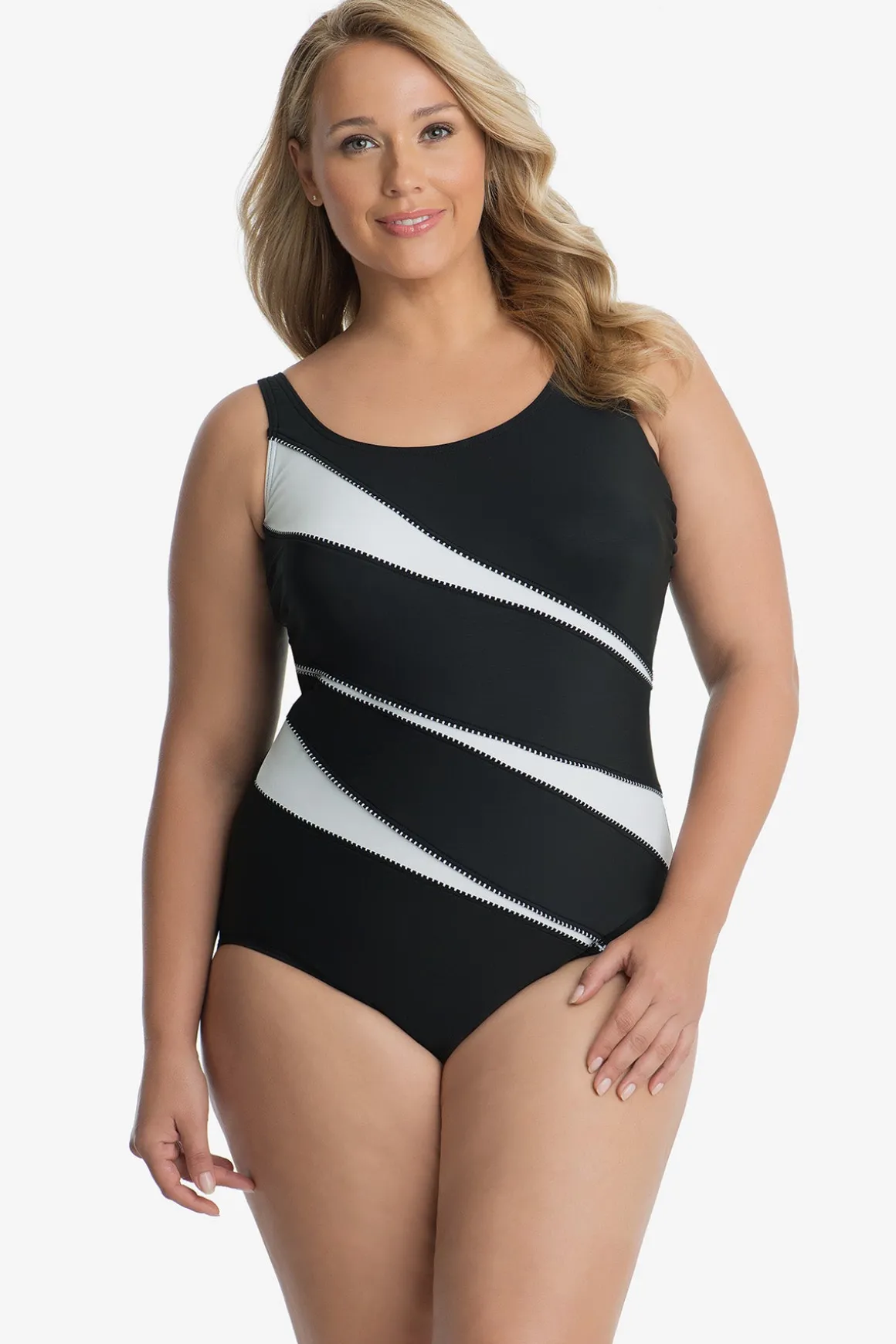 Plus Size Colorblock Helix One Piece Swimsuit