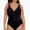 Plus Size Crossover One Piece Swimsuit