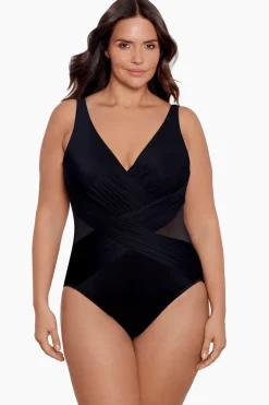 Plus Size Crossover One Piece Swimsuit
