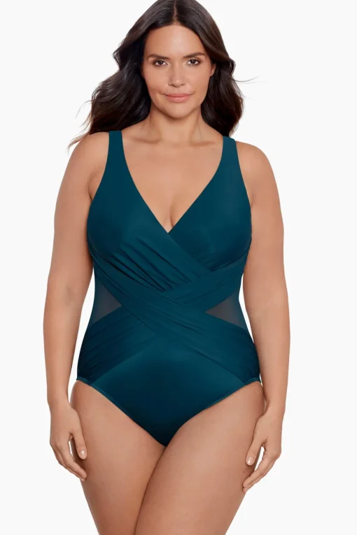 Plus Size Crossover One Piece Swimsuit