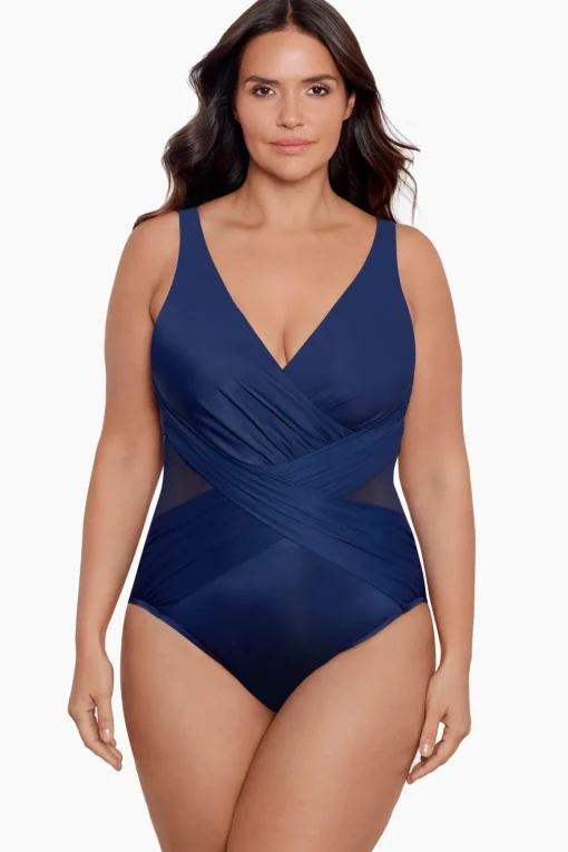 Plus Size Crossover One Piece Swimsuit