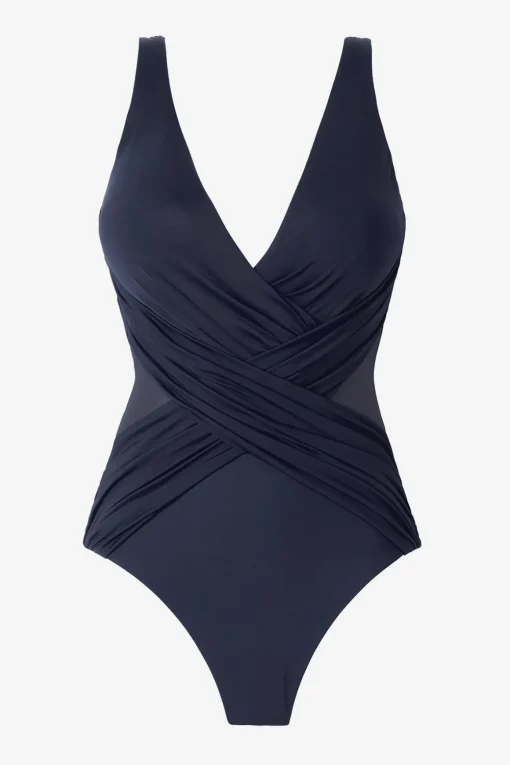 Plus Size Crossover One Piece Swimsuit