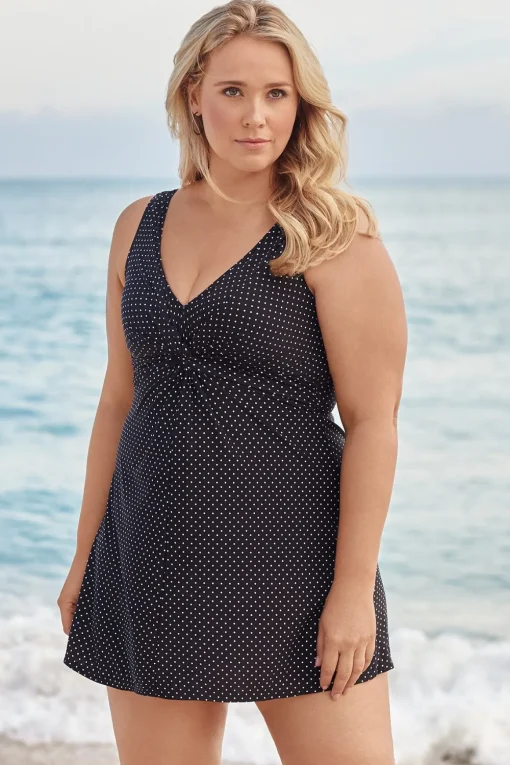 Plus Size Pin Point Marais One Piece Swim Dress