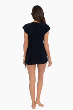 Shirred Beach Dress Swim Cover Up
