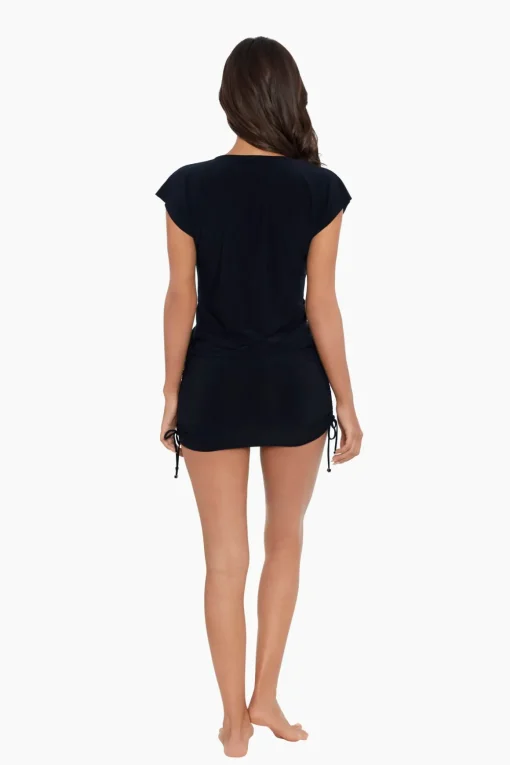 Shirred Beach Dress Swim Cover Up