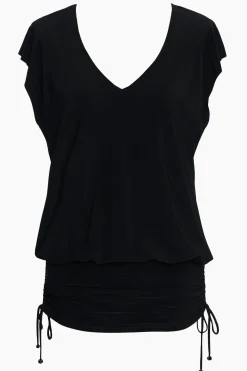 Shirred Beach Dress Swim Cover Up