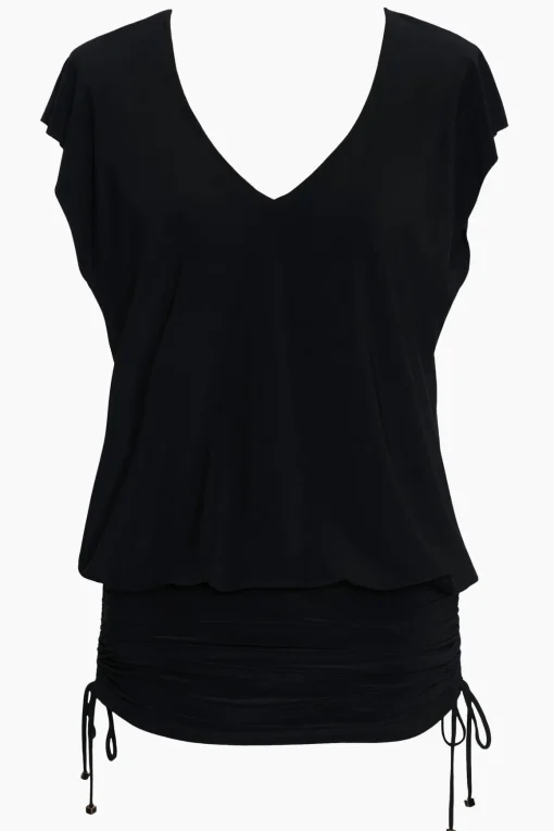 Shirred Beach Dress Swim Cover Up