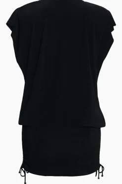 Shirred Beach Dress Swim Cover Up