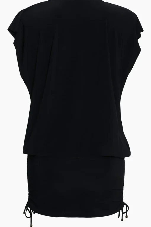 Shirred Beach Dress Swim Cover Up